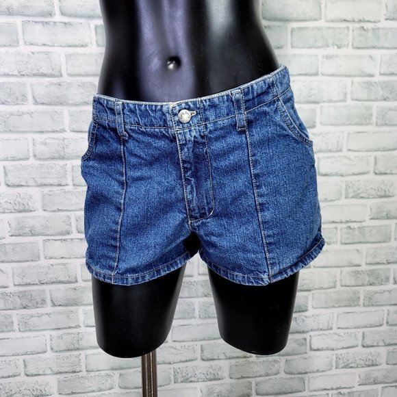 Vintage 90s Y2K Paris Blues Jrs‎ 7 Dark wash Denim Shorts Mid Rise 28"W - Picture 1 of 10